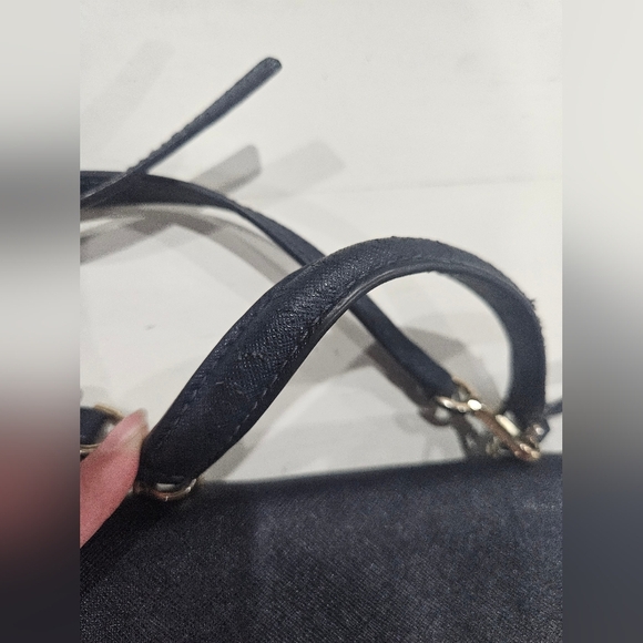 Michael Kors Ava Extra-Small Saffiano Leather Crossbody. Navy Blue & Gold Purse - Picture 10 of 13